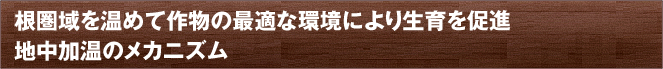 根圏域を温めて作物の最適な環境により生育を促進 地中加温のメカニズム