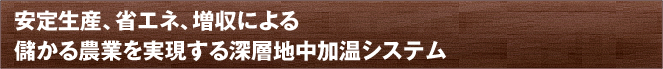 安定生産、省エネ、増収による儲かる農業を実現する深層地中加温システム