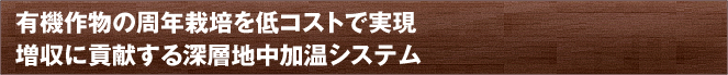 有機作物の周年栽培を低コストで実現 増収に貢献する深層地中加温システム